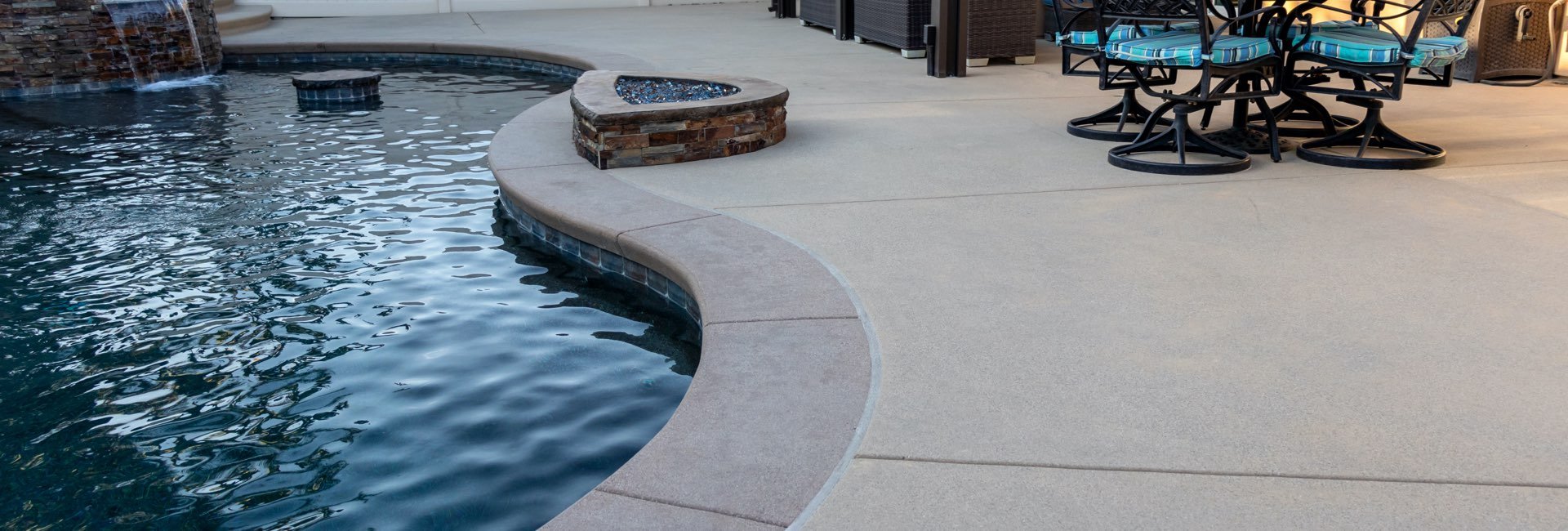 Colored decorative concrete poolside