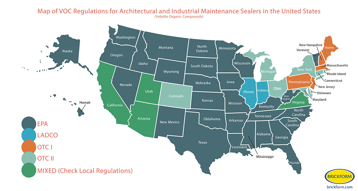 VOC Regulations Map - Brickform