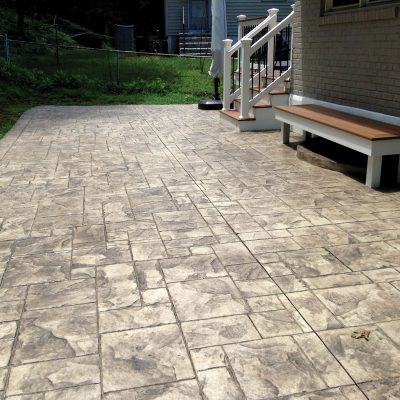 Large Ashlar Cut Slate / Ash White Color Hardener / Light Gray Antique Release