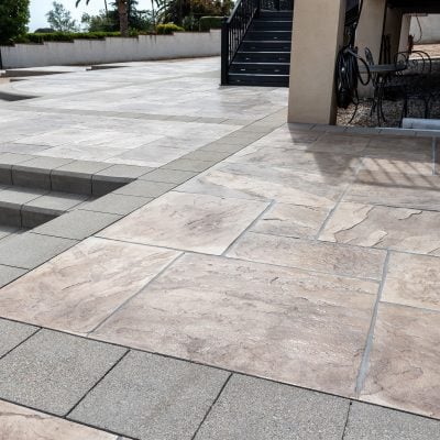 Surface Deactivator (now Select-Etch) / Yorkstone / Ash White Color Hardener / Desert Tan Antique Release