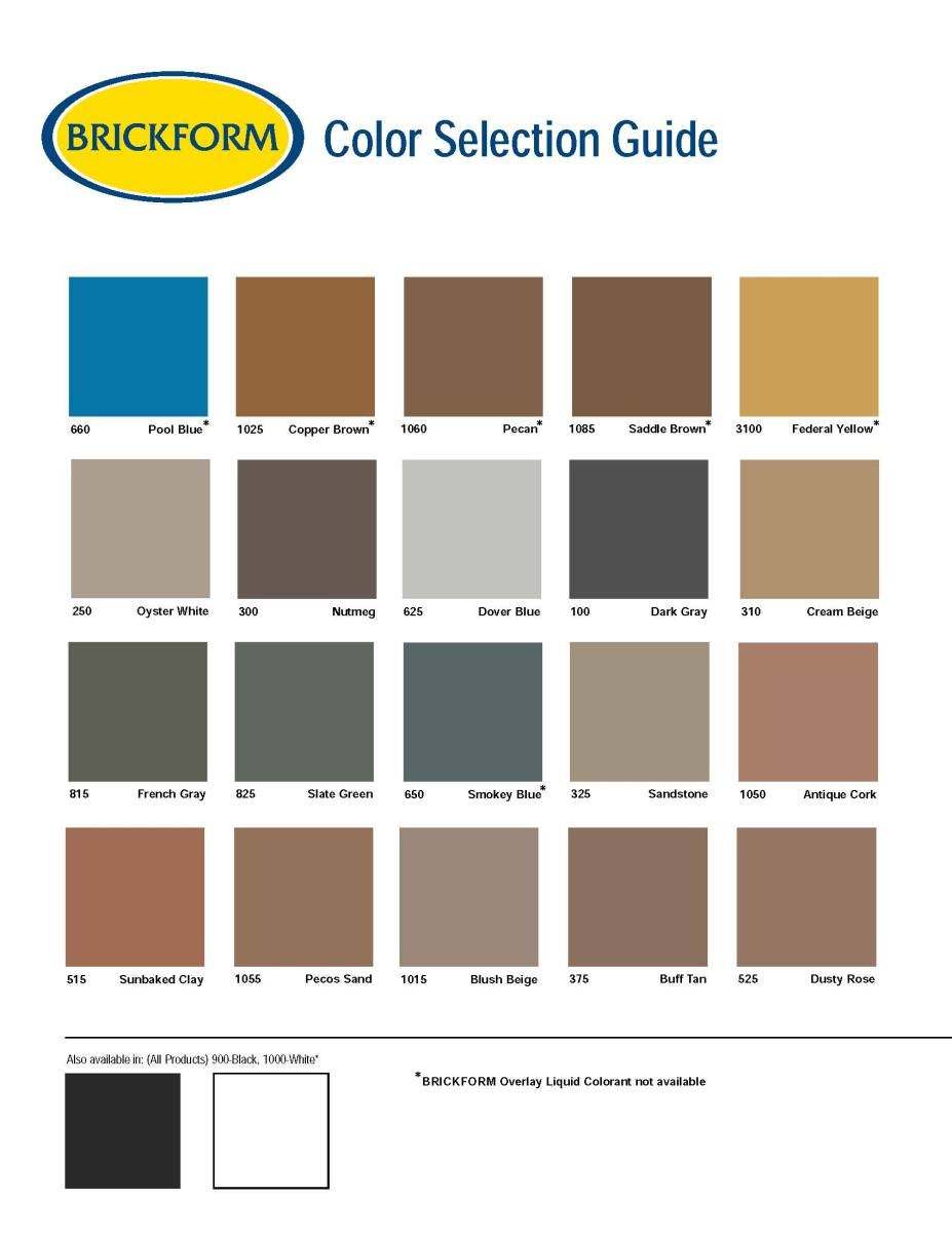 Color Charts for Integral and Standard Cement Colors